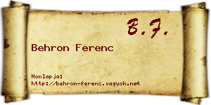 Behron Ferenc névjegykártya